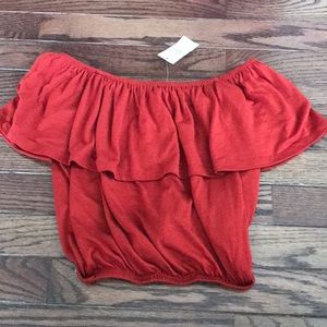 Off the shoulder Red top